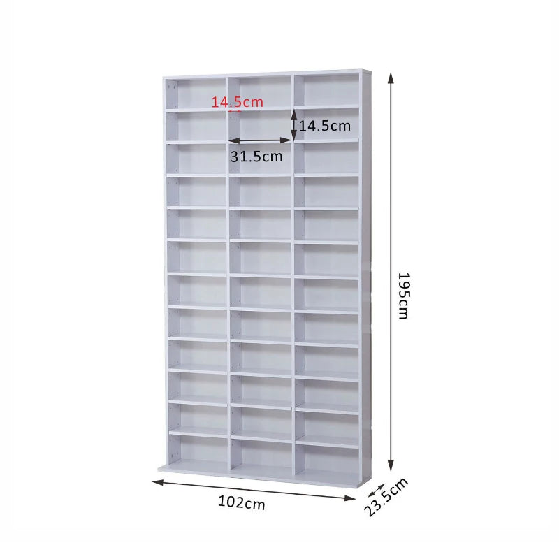 33 Section Adjustable Shelf Bookcase / Storage Unit - White