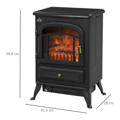 Freestanding Electric Fire Place / Log Wood Burning Effect / Indoor Heater - Black