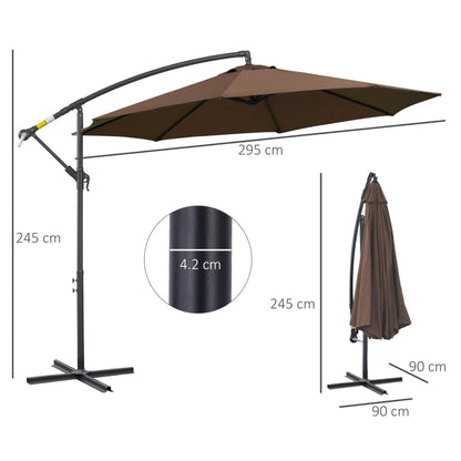 Cantilever Hanging Banana Parasol Umbrella - Brown