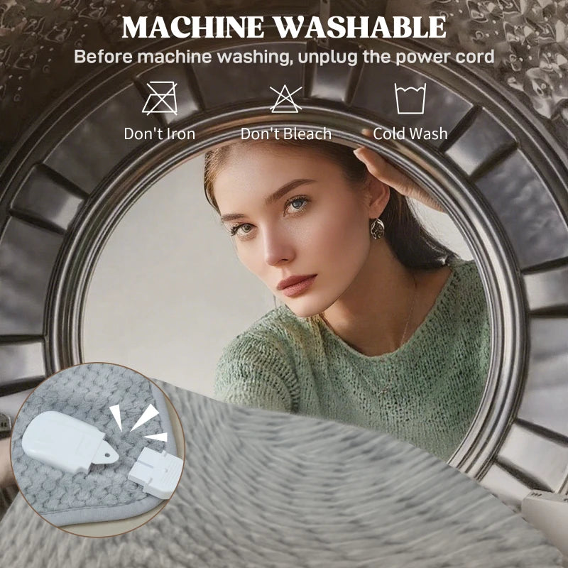 Heated Electric Blanket Throw with 5 Heating Levels for Christmas / Winter