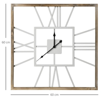 Large Vintage Style Non-Tick Wall Clock with Roman Numerals