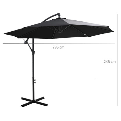 Cantilever Hanging Banana Parasol Umbrella - Black