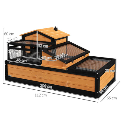 Wooden Tortoise House Style with Balcony, Tray and Roofing - Brown / Black