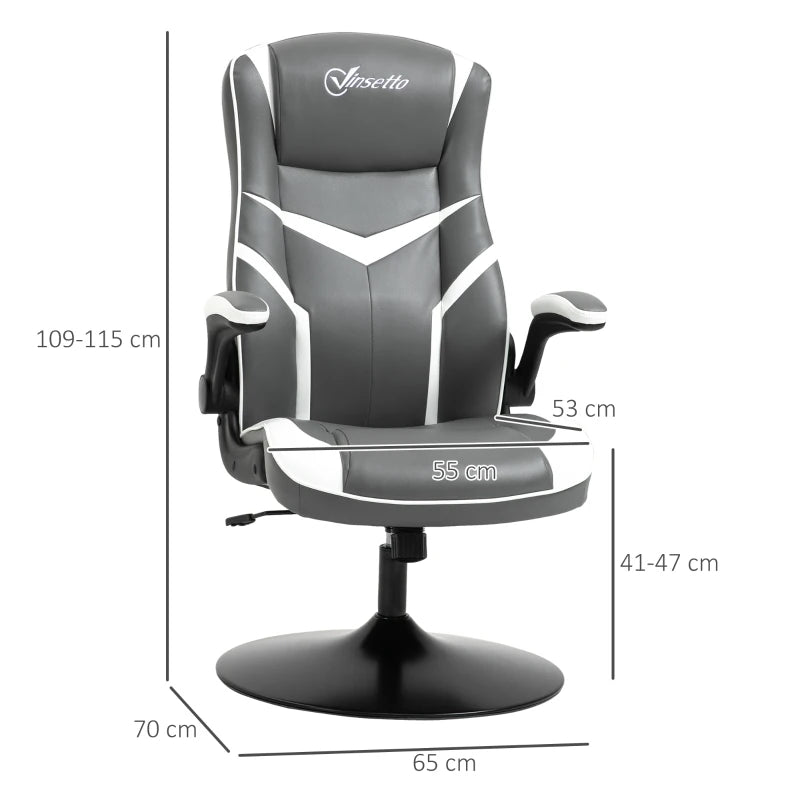 Ergonomic Swivel Gaming Computer Chair with Adjustable Height - Grey / White