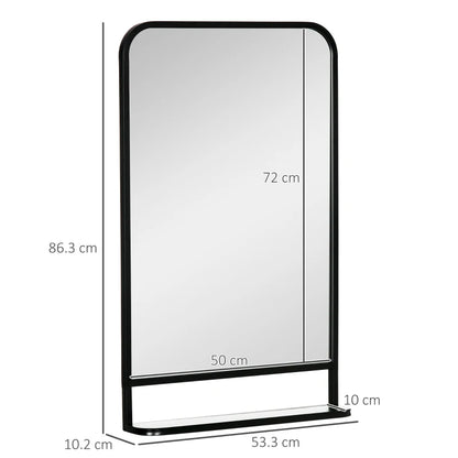 Slimline Modern Style Square Wall Mirror with Slim Shelf Storage