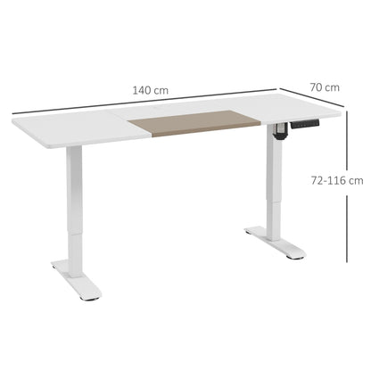 Adjustable Electric Standing Desk with LED Display Controls & Wooden Countertop - 72-116cm - White