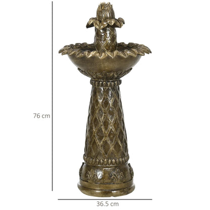 2-Tier - Waterfall Fountain Self-Contained Cascading Water Feature Garden with Electric Pump,