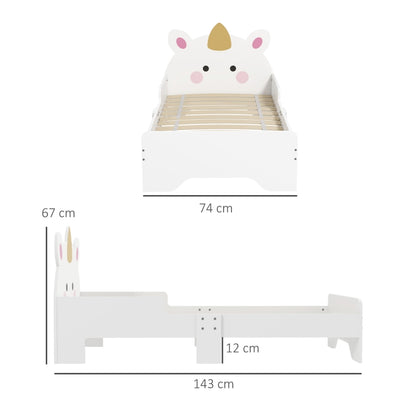 Unicorn Design Kids / Child Toddler Bed Frame with Low to Floor Design for Safety