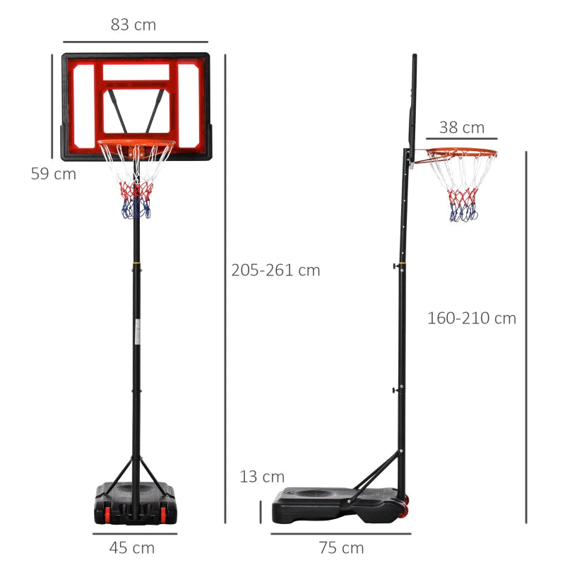 160-210cm - Freestanding Basketball Hoop / Net with Adjustable Height