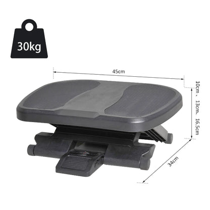 Under-Desk Footrest - Adjustable Height & Angle 0-30 Degree for Better Posture