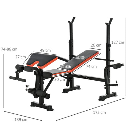 Multi-Functional - Adjustable Weight Bench with Leg Developer and Barbell Rack (Barbell & Weights not Included)