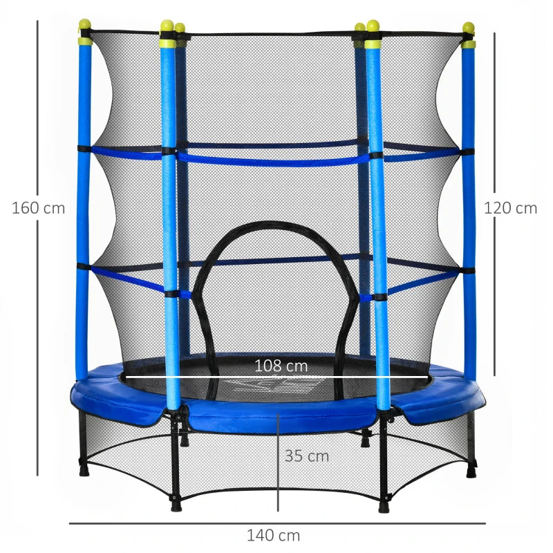 (5.2ft) - Kids Indoor / Outdoor Trampoline with Springless Design and Safety Enclosure Netting - Blue