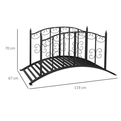 Metal Scrollwork Garden Arch Bridge with Safety Railings (1.2m)