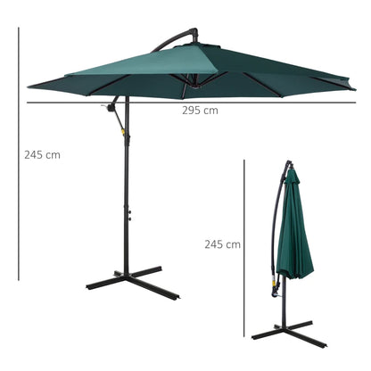 Cantilever Hanging Banana Parasol Umbrella - Green