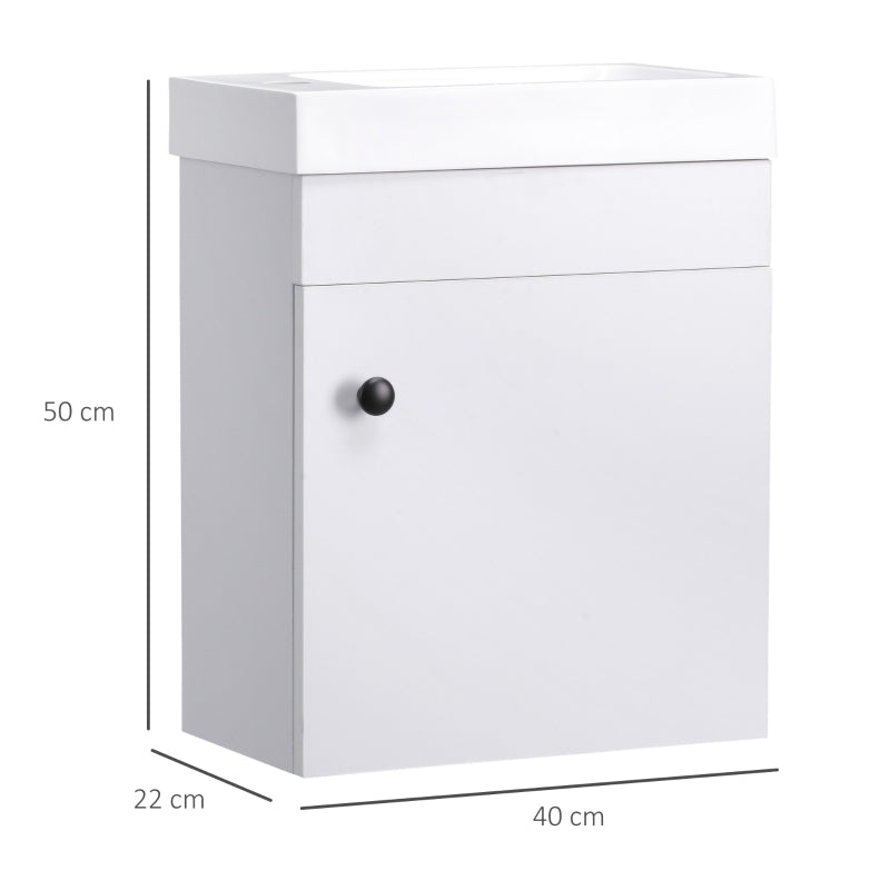 Slimline - Vanity Sink Cabinet with Basin and Cupboard Storage - White