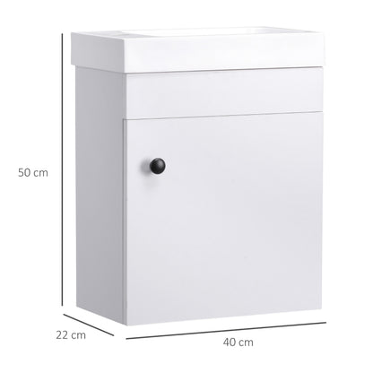 Slimline - Vanity Sink Cabinet with Basin and Cupboard Storage - White