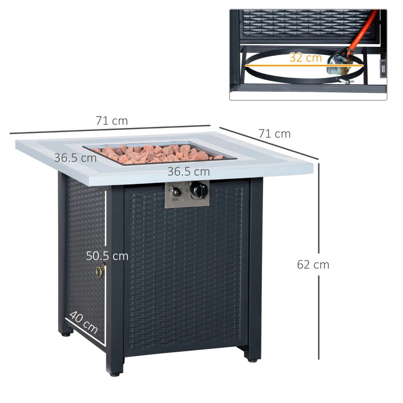 40,000 BTU - Two Tone Fire Pit Table with Lava Rock Decoration and Lid