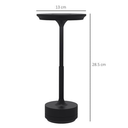 LED - 3 Colour - Cordless Touch Table Lamp with 4000 mAh Rechargeable Battery - Black