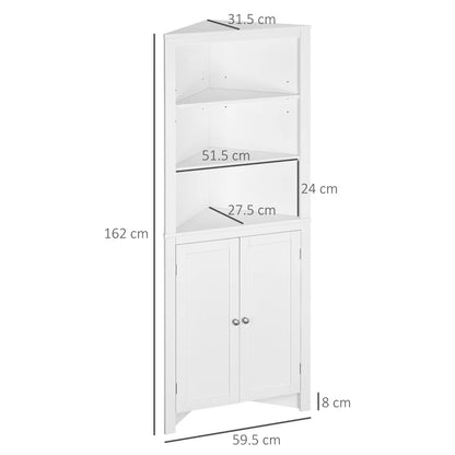 Triangle Corner Shaped Bathroom Storage Cabinet with 3 Shelves and Under Cupboard