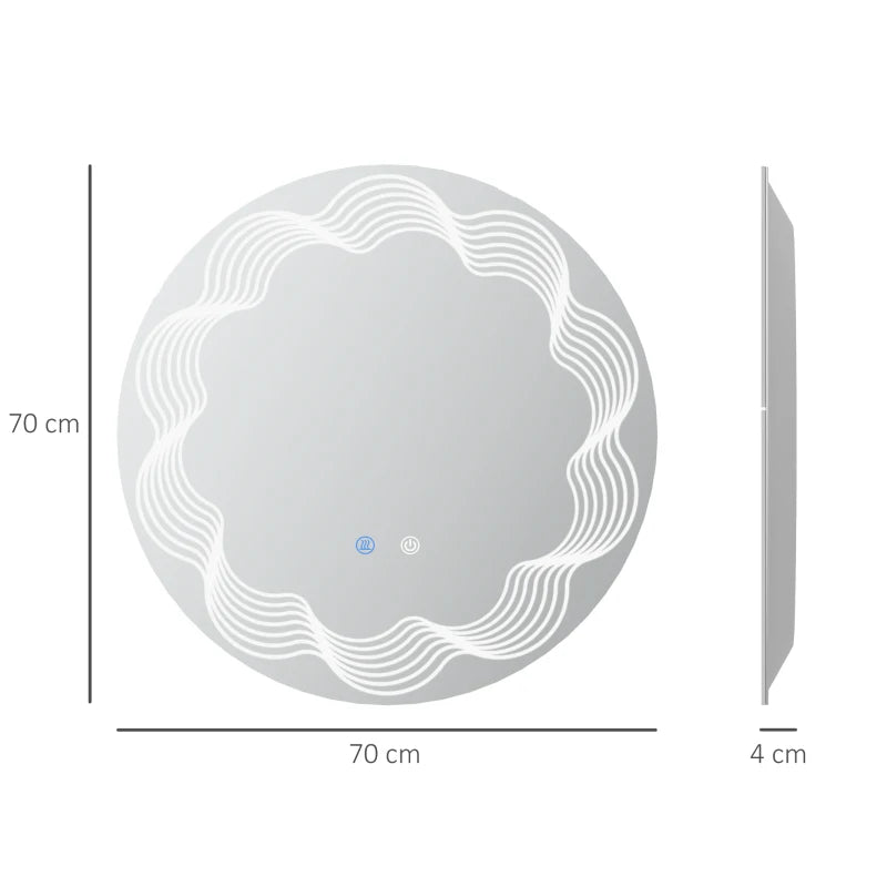 Circular Bathroom Mirror with LED Dimmable Lights, 3 Colour Mode, Smart Touch and Anti Fog Feature