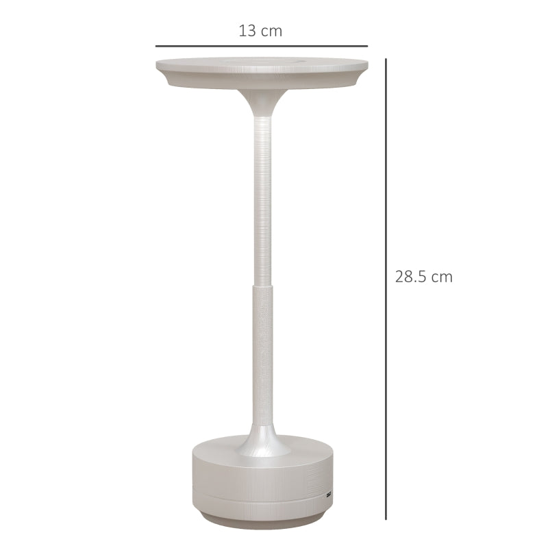 LED - 3 Colour - Cordless Touch Table Lamp with 4000 mAh Rechargeable Battery - Silver