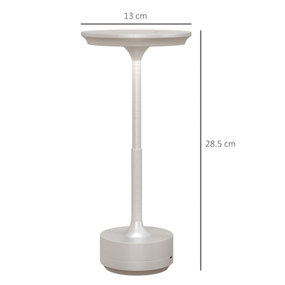 LED - 3 Colour - Cordless Touch Table Lamp with 4000 mAh Rechargeable Battery - Silver