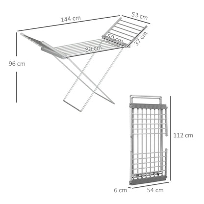 Electric Heated Folding Clothes Horse / Airer with Extendable Wings