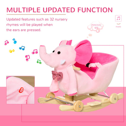 2in1 Pink Elephant Style Ride on Rocking Horse or Stroller - Pink