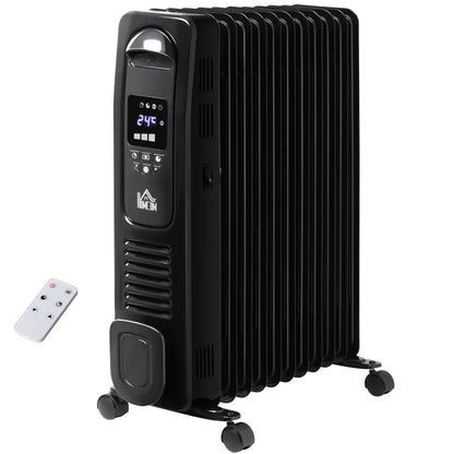 Portable Oil Filled Radiator / Heater with Digital Display, Timer, Adjustable Thermostat, Three Heat settings, Safety Cut Off and Remote