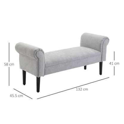 Side Chaise Lounge / Bed End Footstool Windowseat with Armrests