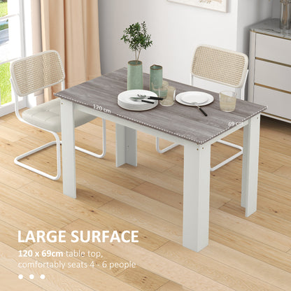 Dining Table for 4-6 People, Kitchen Table with Wood Effect for Dining Room, Grey