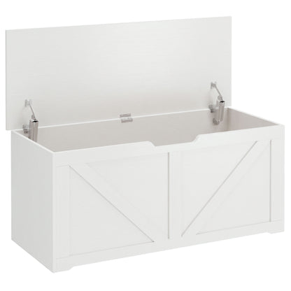 127L Home Storage Box, with Safety Hinges - White Wood-Effect