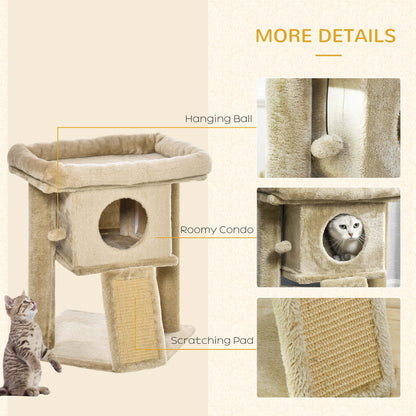 Cat Tree Tower for Indoor Cats Cat Scratching Post Climbing Activity Centre w/Jute Scratching Pad, Toy Ball, Cat House