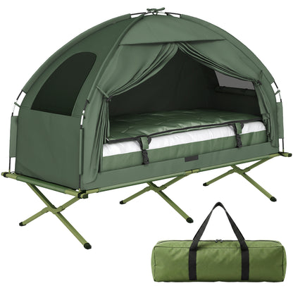 1 person Foldable Camping Tent w/Sleeping Bag Air Mattress Outdoor Hiking Picnic Bed cot w/Foot Pump
