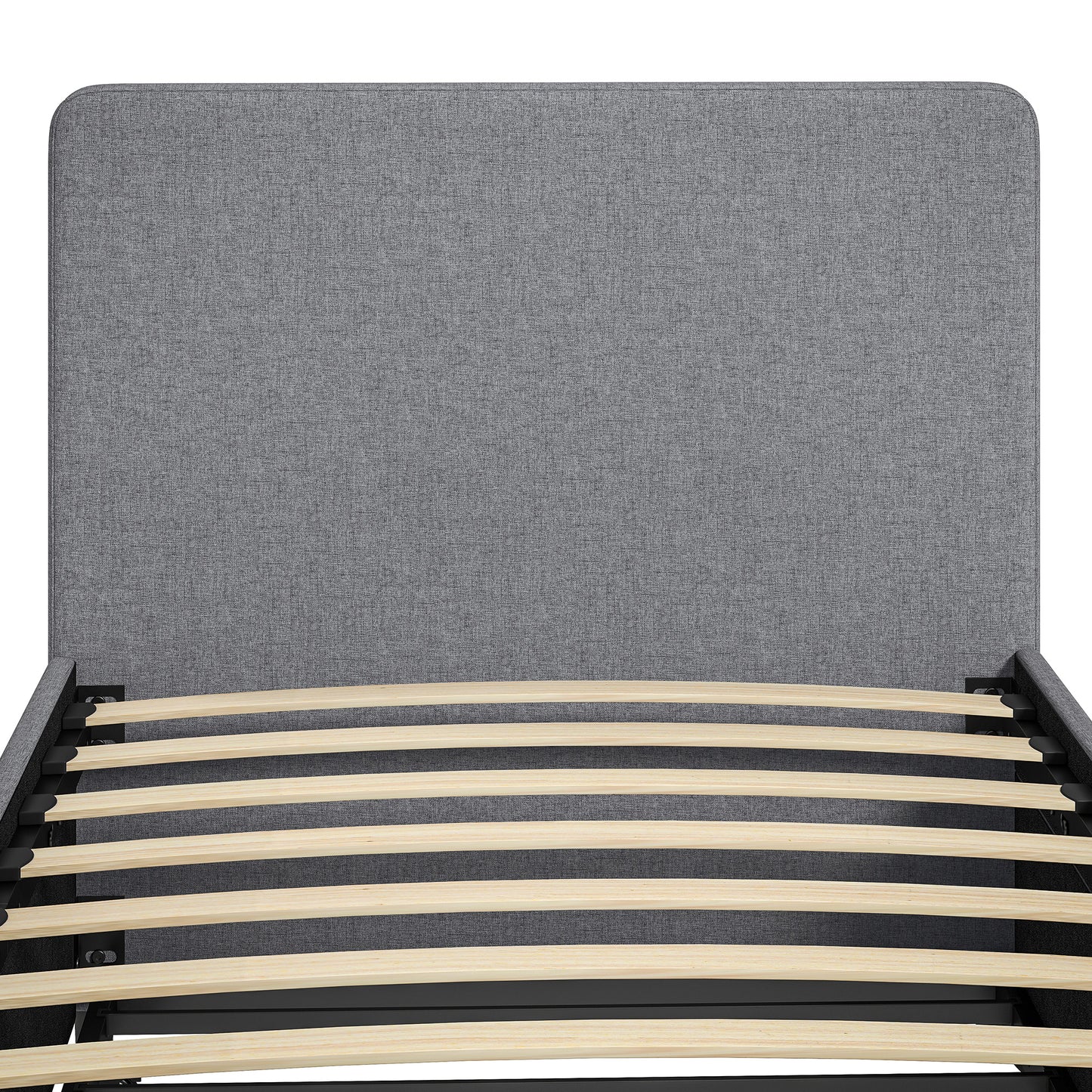 3ft Single Bed Frame with Trundle, Upholstered Pull Out Trundle Bed with Headboard and Footboard, Dark Grey