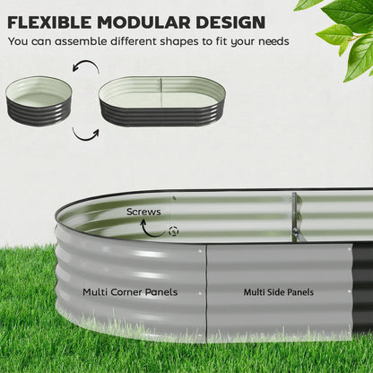 Galvanised Raised Garden Bed, Metal Planter Box with Safety Edging, for Flowers, Herbs, Succulents, Dark Grey