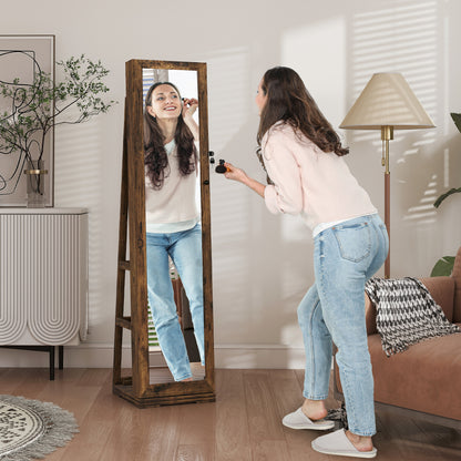 360° Swivel Jewellery Cabinet, Free Standing Full Length Mirror with Storage