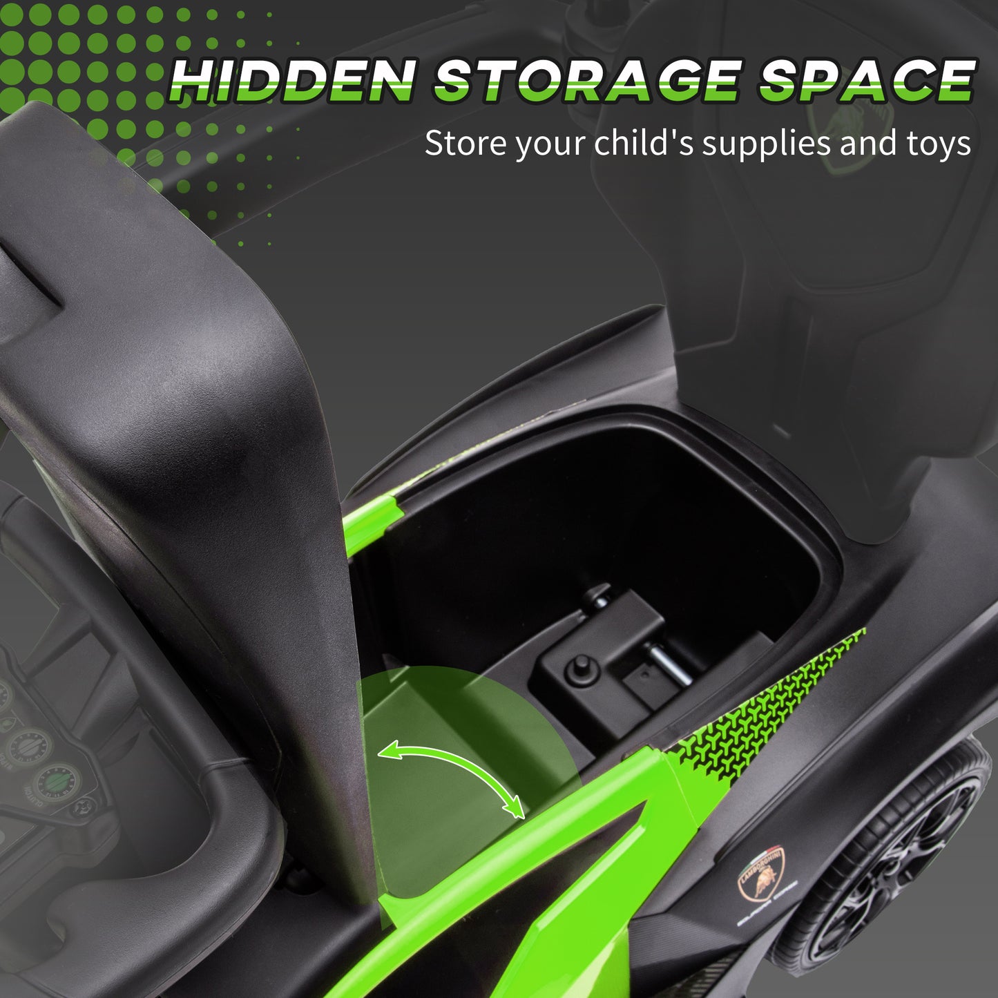 Kids 2-In-1 Lamborghini Ride-On and Stroller, with Horn - Green