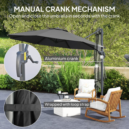 3 x 3m Overhanging Cantilever Parasol - Black