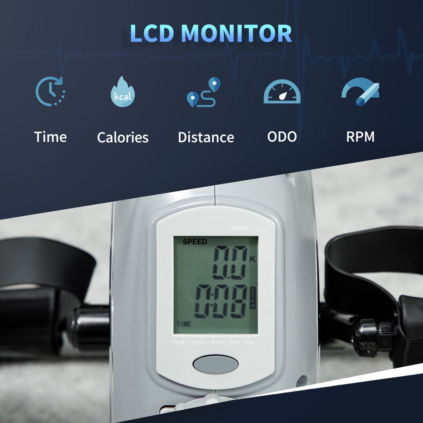 Pedal Exerciser with Eight Level Magnetic Resistance, with Eight-Level Magnetic Resistance, Grey