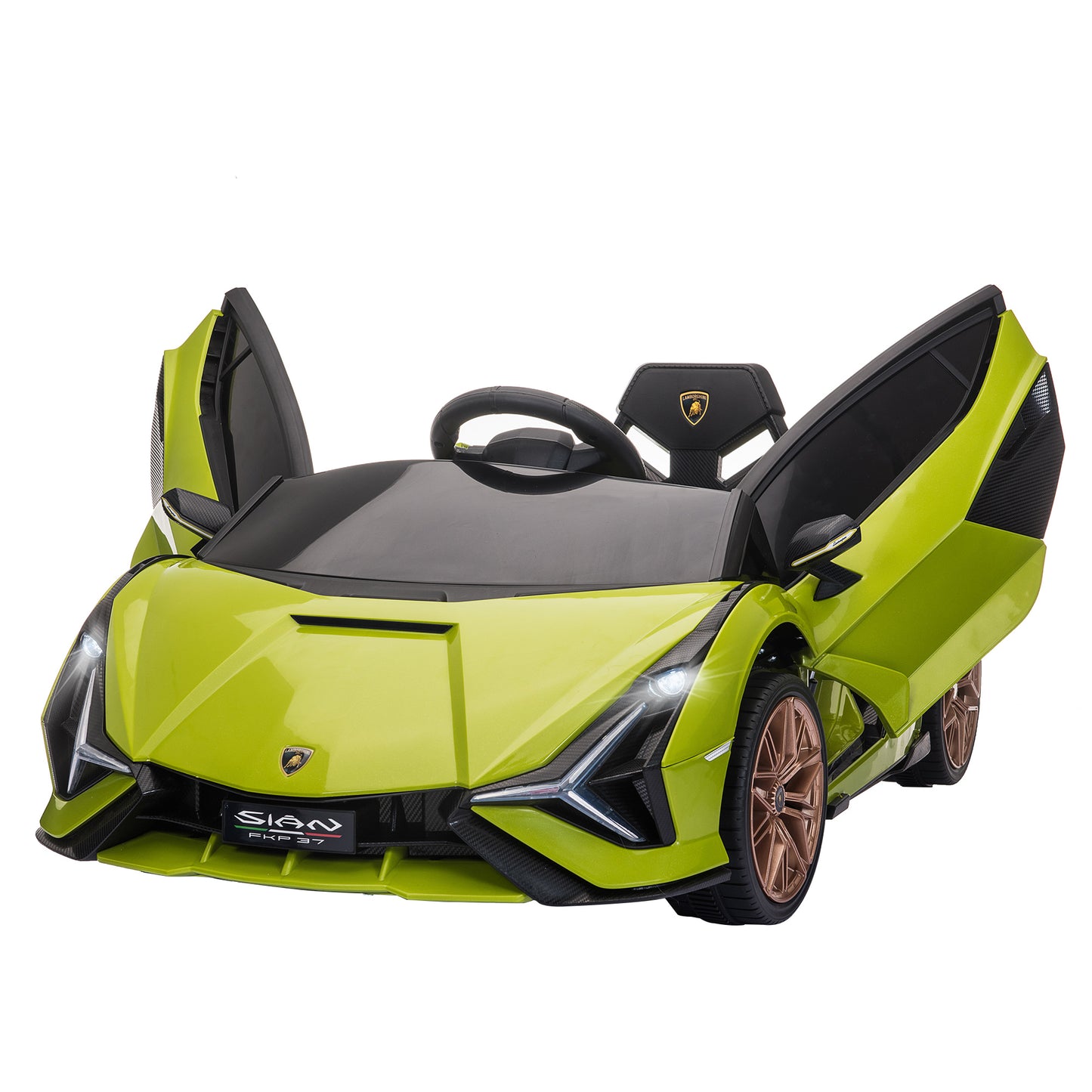 Lamborghini Sian Licensed Electric Car for Kids, 12V Kids Electric Ride on Car with Dual Motors, Remote Control, Green