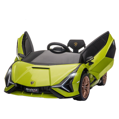 Lamborghini Sian Licensed Electric Car for Kids, 12V Kids Electric Ride on Car with Dual Motors, Remote Control, Green