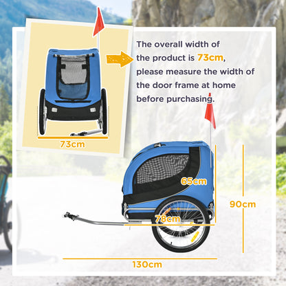 Steel Dog Bike Trailer Pet Cart Carrier for Bicycle Kit Weather Resistant w/ Hitch Coupler Travel Black and Blue