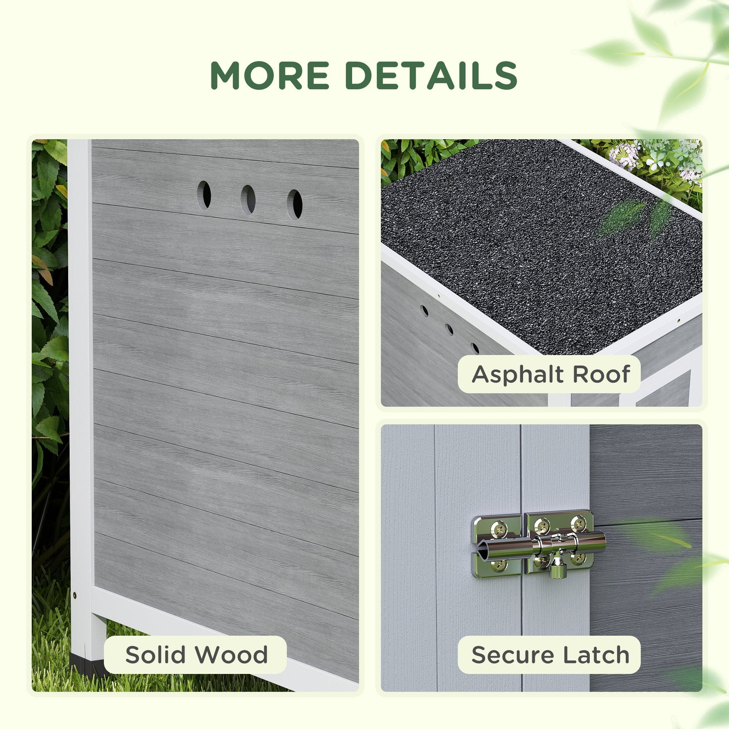 Wooden Duck House with Ramp, Double Doors, Openable Asphalt Roof, Ventilation Holes, Removable Base, Light Grey