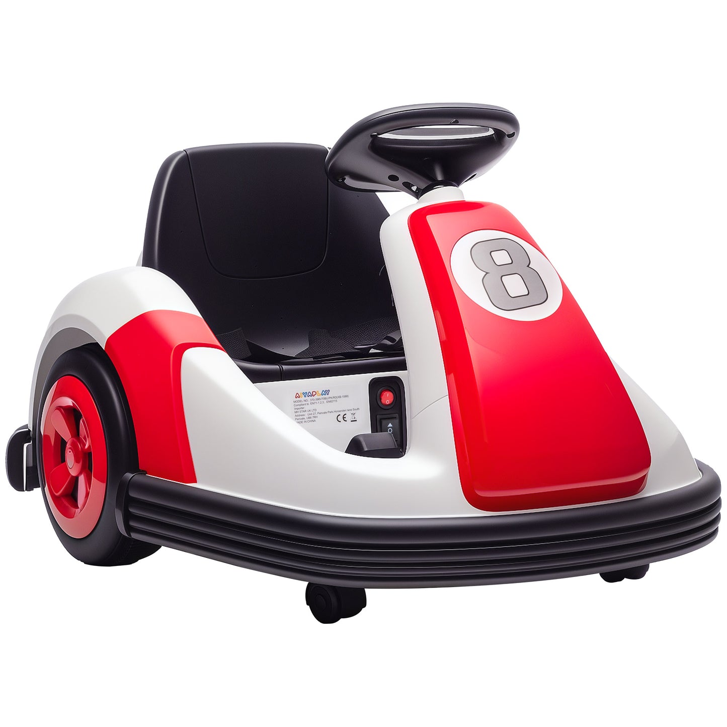 Kids Bumper Car with 360-Degree Rotation, 6V Electric Ride On Car with Music and Horn for 3-8 Years Old, Red