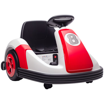 Kids Bumper Car with 360-Degree Rotation, 6V Electric Ride On Car with Music and Horn for 3-8 Years Old, Red