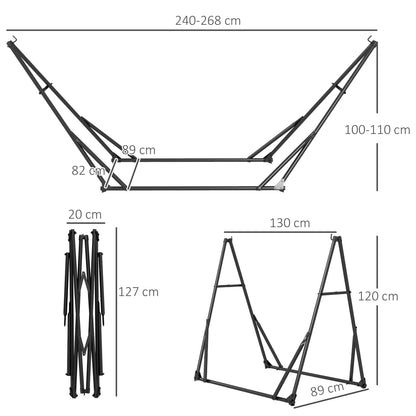 Foldable Hammock Stand, Portable Hammock with Metal Frame, 2 in 1 Hammock Net Stand, Hammock Chair Stand with Carry Bag