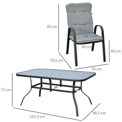 Seven-Piece Garden Dining Set with Cushions - Grey