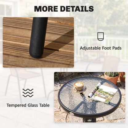 3 Pieces Rattan Bistro Set - Brown
