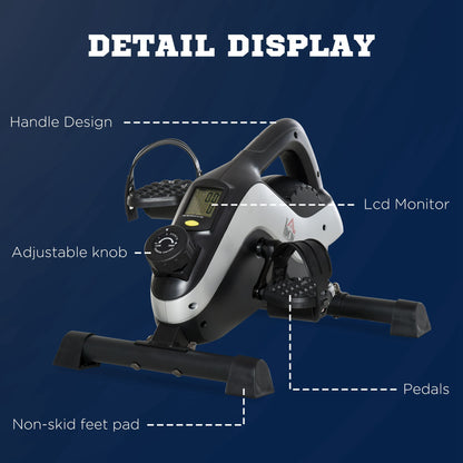 Portable Pedal Exerciser, Mini Exercise Bike with 8 Levels Magnetic Resistance and LCD Display